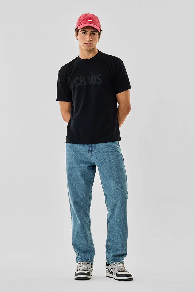 سنيتش Light Blue Solid Loose Fit Casual Jeans