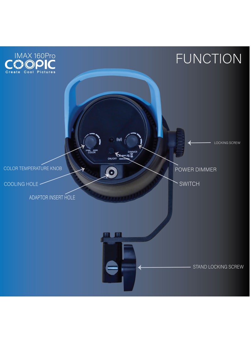 Coopic COOPIC IMAX 160PRO Professional Adjustable LED Light from 2700K-5600K, high CRI, infrared remote control - Image 5