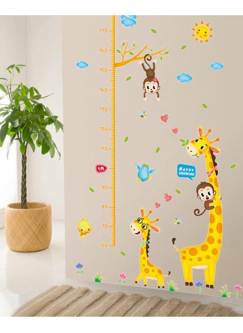 Gonice Adorable Animal Height Growth Chart Wall Sticker for Kids' Rooms - Self-Adhesive Cartoon Decals with Measuring Ruler - Children's Room Decoration with Removable Wallpaper  - Image 1