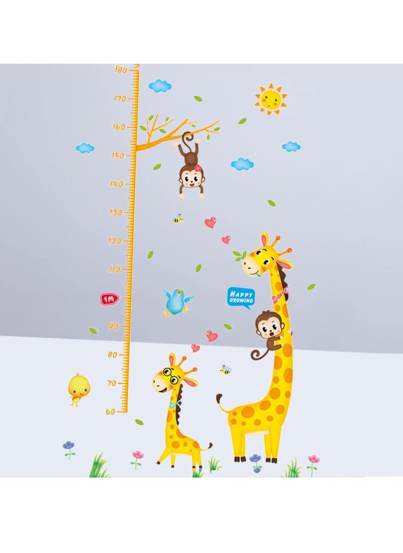 Gonice Adorable Animal Height Growth Chart Wall Sticker for Kids' Rooms - Self-Adhesive Cartoon Decals with Measuring Ruler - Children's Room Decoration with Removable Wallpaper  - Image 2