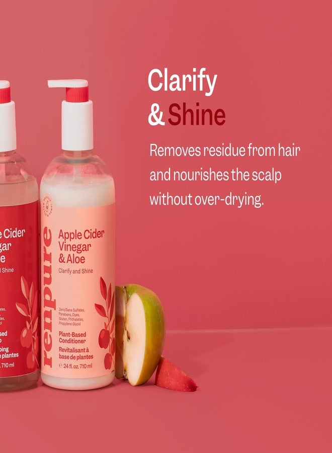 RENPURE Apple Cider Vinegar & Aloe Conditioner, Plant-Based – Clarifies, Removes Residue and Nourishes for Shiny, Healthy Hair – For Dull Hair - Apple Cider Vinegar, Aloe Leaf Juice – 24 Fl Oz - Image 2