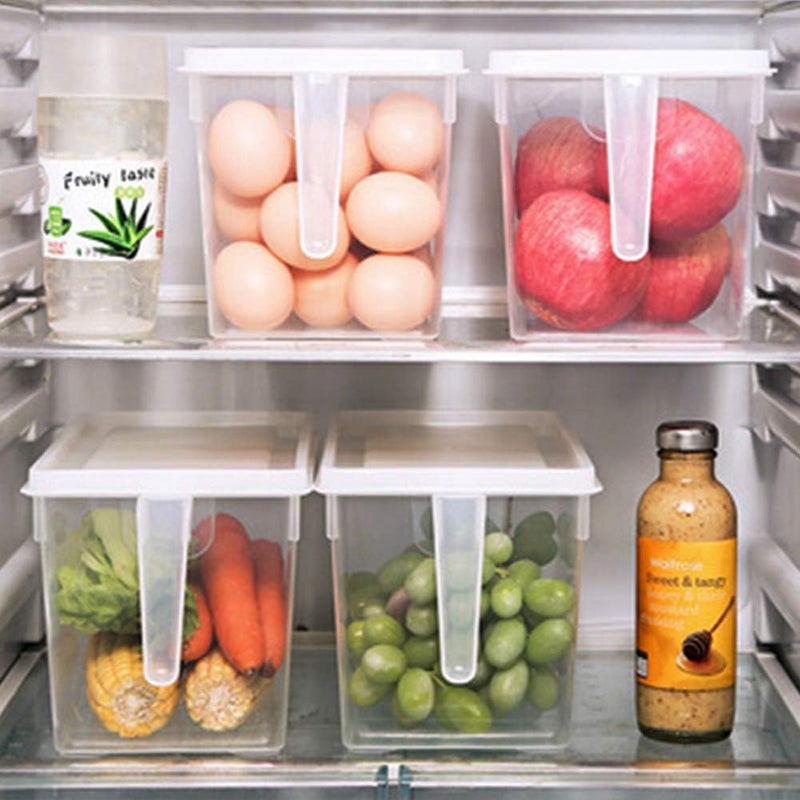 Eanpet Large Fridge Organizer Food Storage Containers Stackable Refrigerator Organizer Bins with Lids Clear Plastic Organizer Square Produce Saver for Fruits,Vegetable,Meat(Set of 4 Pack) - Image 5