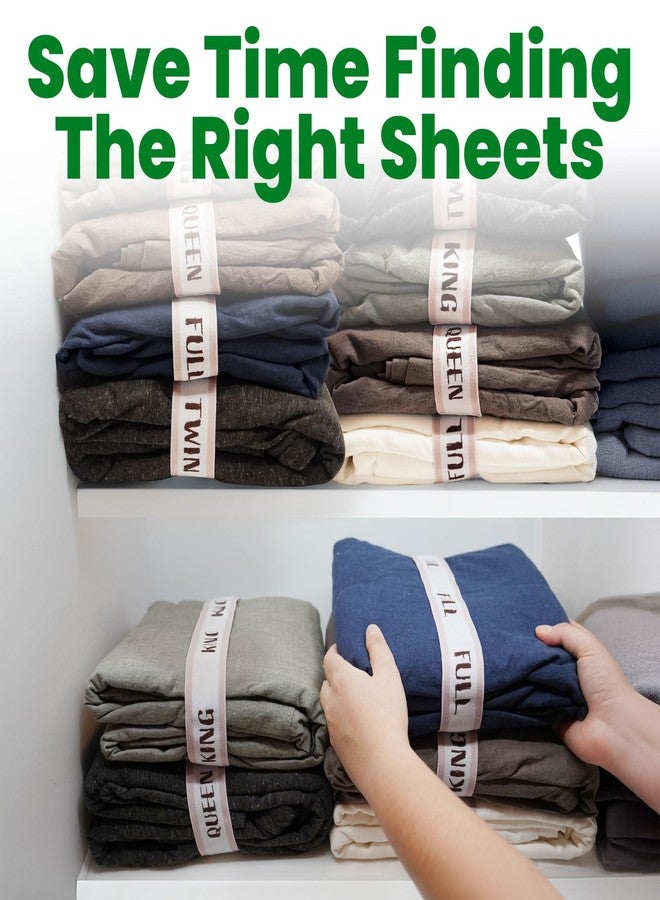 ECOHomes Bed Sheet Organizer and Storage Size Label Bands | Bed Sheets Set Organizers for Linen Closet Organization - Elastic Bedding Band Labels for Organizing Bedsheet (Queen 4PCs Pack | Cream) - Image 4