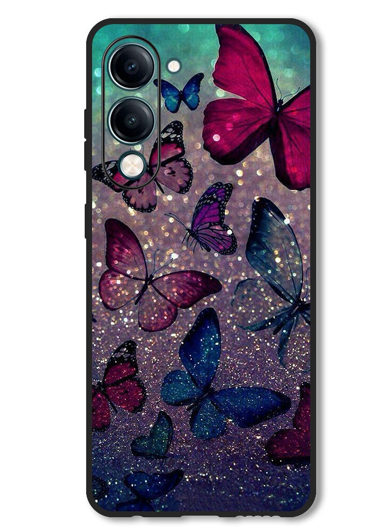 Theodor Case Compatible with Vivo Y29s Protection Shockproof Bumper Cover Glitters Butterflies - Image 1