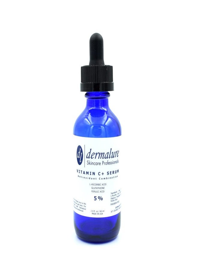 Dermalure VITAMIN C SERUM 5% 2oz. 60ml Eye Treatment Skin and Face | Tri-Blend Formula with C Ferulic and Glutathione | Powerful Anti Oxidant Repair Serum for Erasing Wrinkles and Blemishes - Image 1