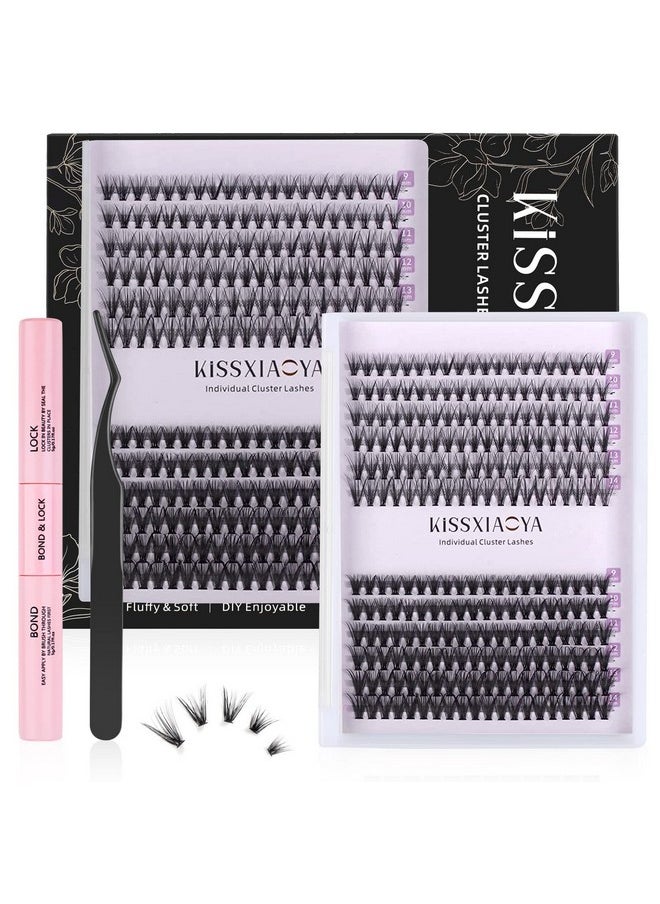 kissxiaoya Cluster Eyelash Extensions Kit Diy Lashes Extension Kit With Lash Bond & Seal And Applicator 240 Pcs 20D+40D 914Mm 0.07D Curl Mixed Cluster Lashes Starter Kit At Home  - Image 1