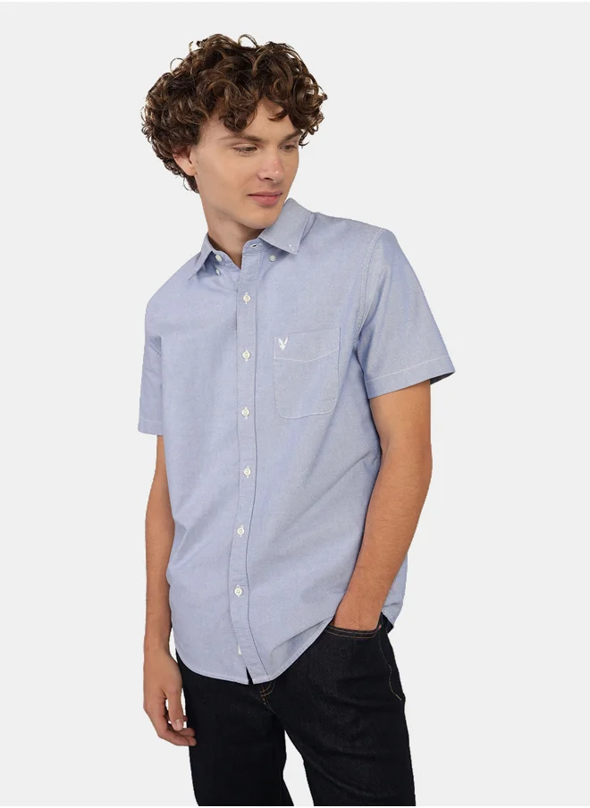 American Eagle AE Short-Sleeve Slim Fit Button-Up Shirt