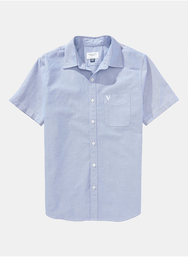 American Eagle AE Short-Sleeve Slim Fit Button-Up Shirt  - Image 3