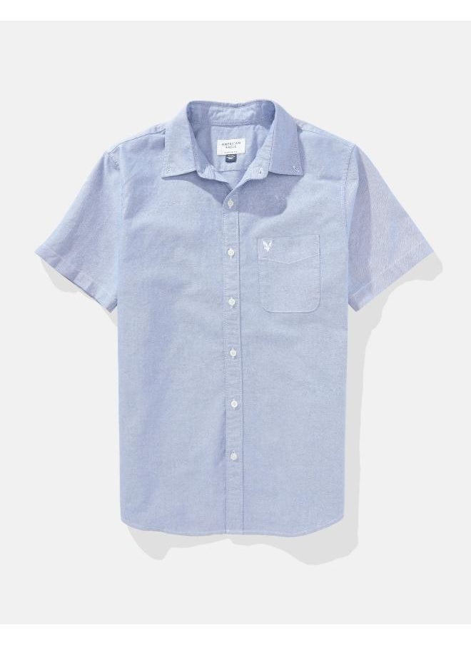American Eagle AE Short-Sleeve Slim Fit Button-Up Shirt  - Image 3
