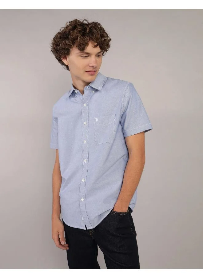 American Eagle AE Short-Sleeve Slim Fit Button-Up Shirt