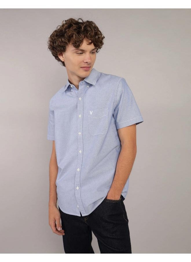 American Eagle AE Short-Sleeve Slim Fit Button-Up Shirt  - Image 1