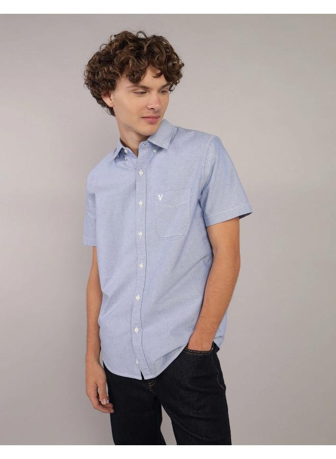American Eagle AE Short-Sleeve Slim Fit Button-Up Shirt - Image 1