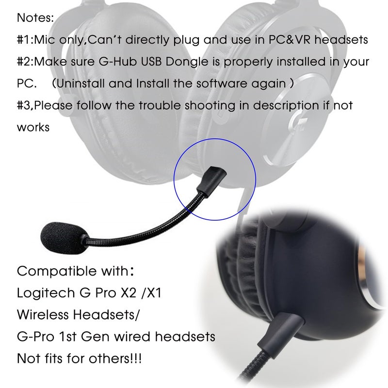 REEYEAR Replacement Game Mic fits for Logitech G PRO X2,G PRO X Wireless and G Pro Wired Gaming Headsets,Detachable Noise Cancelling Crystal-Clear Game Microphone,Mic Only - Image 3