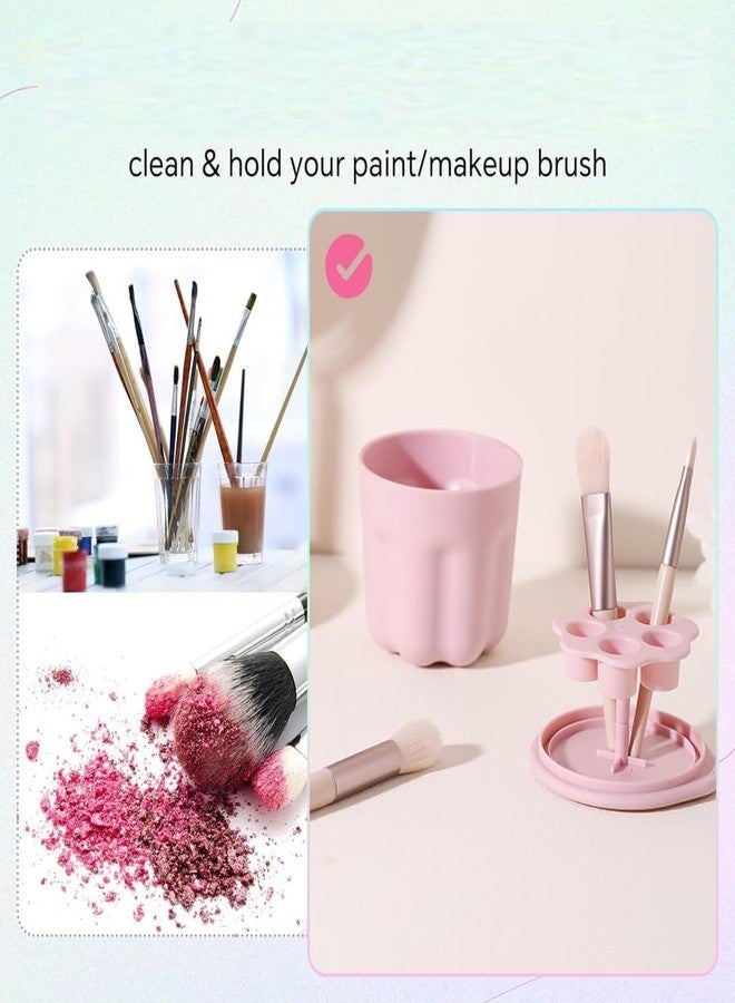KPS Makeup Brush Cleaner & Holder | Portable Makeup Brush Scrubber With Drying Rack Cover | Cosmetic Brush Cleaning Bowl | Drawing Paint Brush Rinser & Cleaner Cup (Set of 1,Multicolor) - Image 3