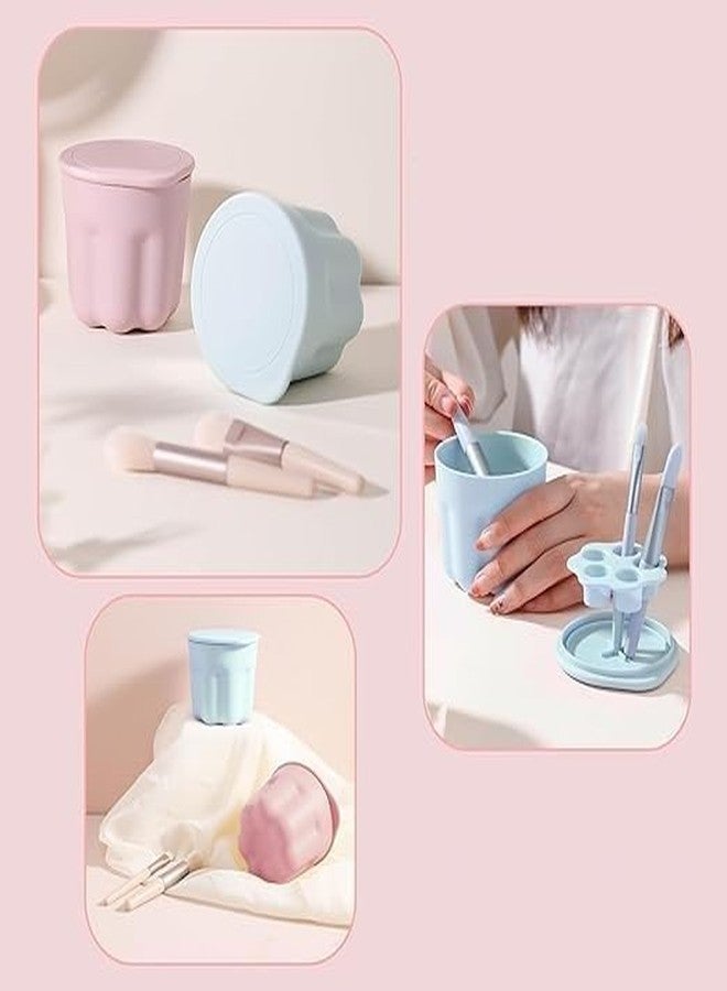 KPS Makeup Brush Cleaner & Holder | Portable Makeup Brush Scrubber With Drying Rack Cover | Cosmetic Brush Cleaning Bowl | Drawing Paint Brush Rinser & Cleaner Cup (Set of 1,Multicolor) - Image 4