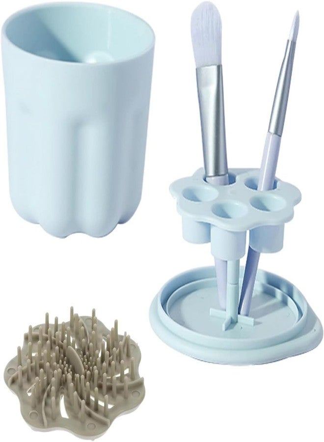 KPS Makeup Brush Cleaner & Holder | Portable Makeup Brush Scrubber With Drying Rack Cover | Cosmetic Brush Cleaning Bowl | Drawing Paint Brush Rinser & Cleaner Cup (Set of 1,Multicolor) - Image 2