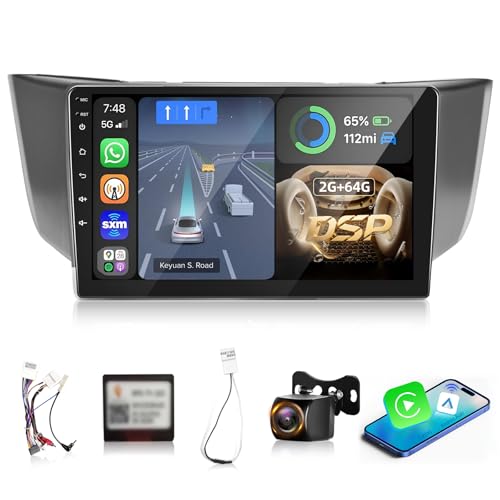 NHOPEEW for Lexus RX300/RX330/RX350/RX400H 2004-2009 Android Radio - [2+64G] 9 inch Touchscreen Lexus Stereo - Wireless Carplay & Android Auto, GPS, 5G/WiFi, Voice Control + AHD Backup Camera + CANBUS - Image 1
