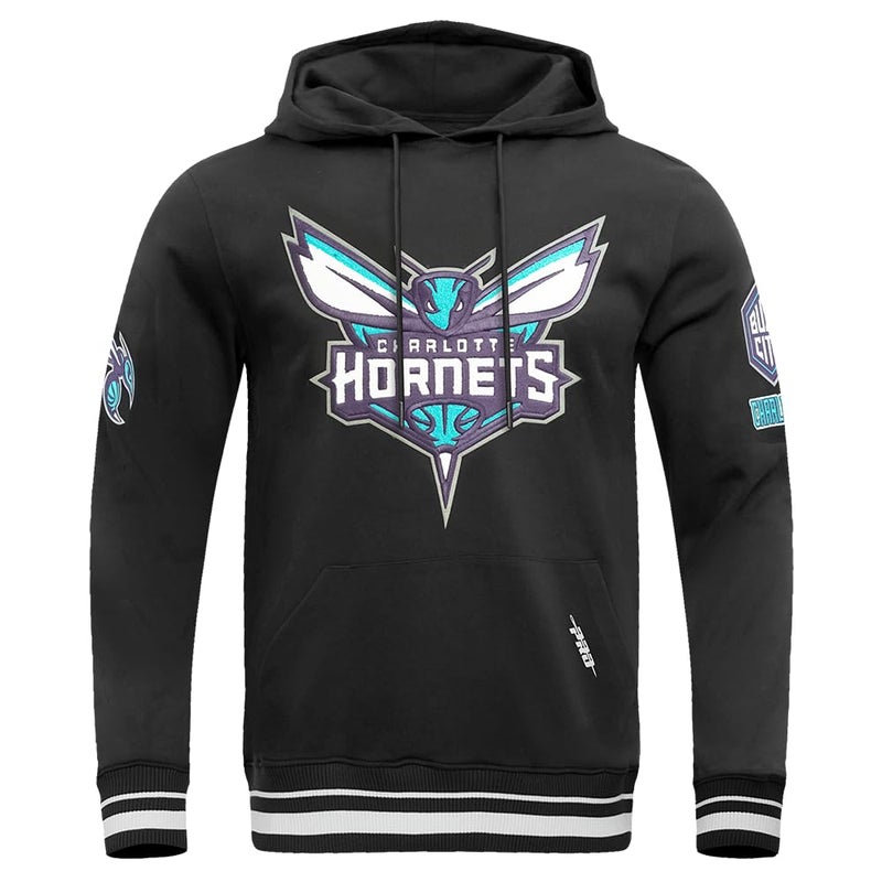 Pro Standard Mens NBA Charlotte Hornets Retro Classics Pull Over Hoodie Black M - Image 1