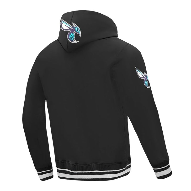 Pro Standard Mens NBA Charlotte Hornets Retro Classics Pull Over Hoodie Black M - Image 2