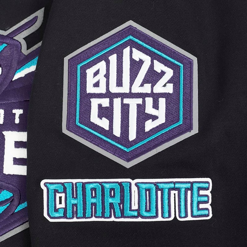 Pro Standard Mens NBA Charlotte Hornets Retro Classics Pull Over Hoodie Black M - Image 4