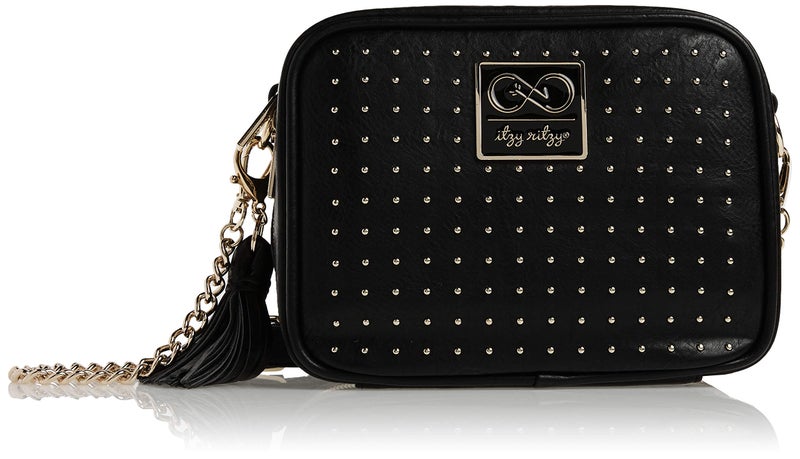 Itzy Ritzy Chelsea Cole for Itzy Ritzy Crossbody Diaper Bag Includes 6 Pockets Changing Pad Tassel Black with Sweetheart Print