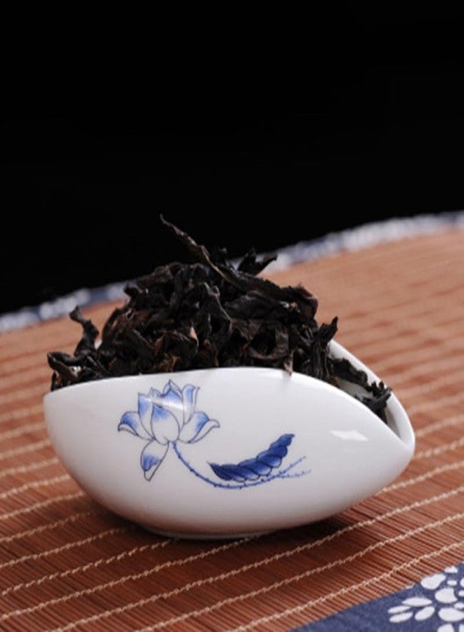 JECOMPRIS Vintage Ceramic Tea Vessel with Spoon 3.93X2.95X1.18In Loose Leaf Tea Holder and Coffee Bean Display Plate for Kitchen Dining Accessories - Image 3