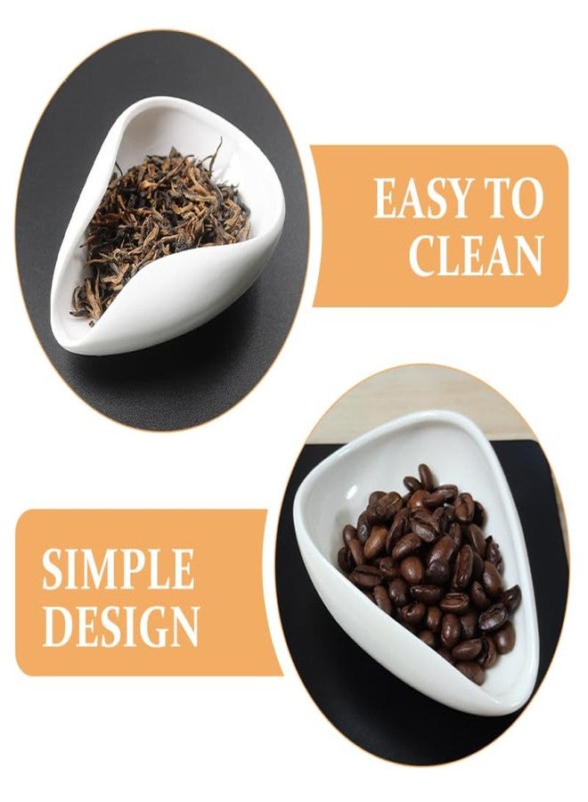 JECOMPRIS Vintage Ceramic Tea Vessel with Spoon 3.93X2.95X1.18In Loose Leaf Tea Holder and Coffee Bean Display Plate for Kitchen Dining Accessories - Image 4