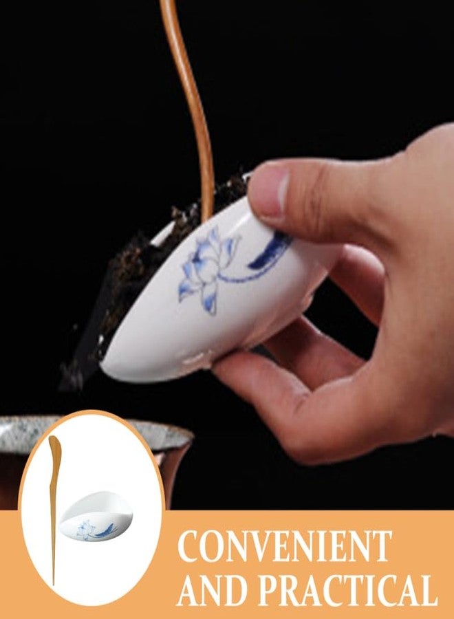 JECOMPRIS Vintage Ceramic Tea Vessel with Spoon 3.93X2.95X1.18In Loose Leaf Tea Holder and Coffee Bean Display Plate for Kitchen Dining Accessories - Image 5