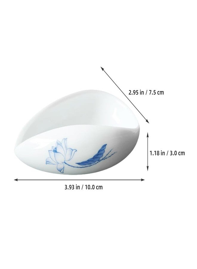 JECOMPRIS Vintage Ceramic Tea Vessel with Spoon 3.93X2.95X1.18In Loose Leaf Tea Holder and Coffee Bean Display Plate for Kitchen Dining Accessories - Image 2