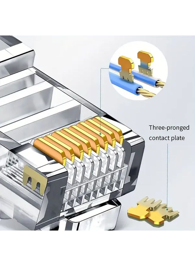 Gold Plated Cat6 RJ45 Connectors 100PCS 8Pin Ethernet Plugs Male to Female High Speed Networking - Image 4