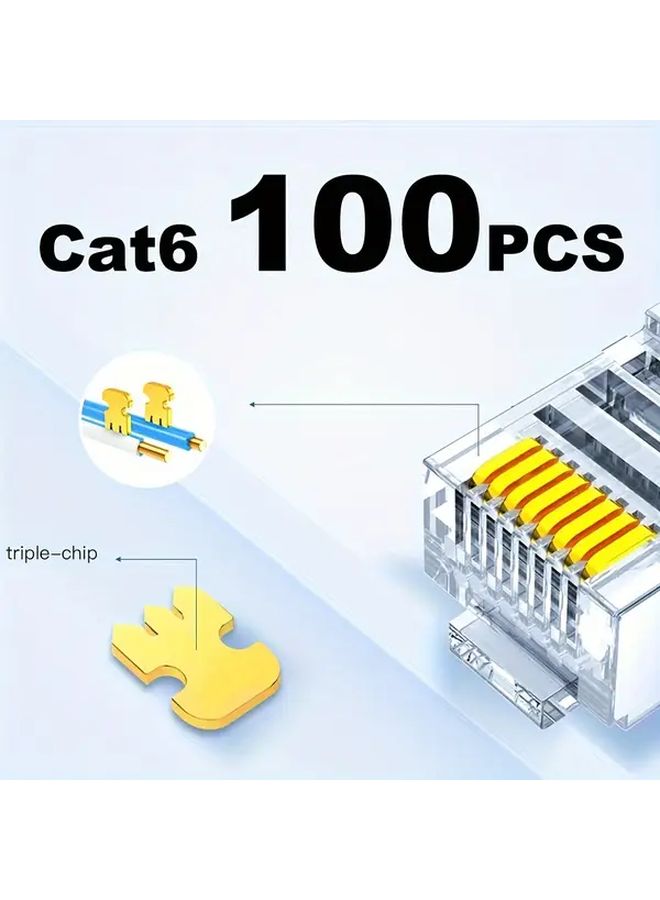 Gold Plated Cat6 RJ45 Connectors 100PCS 8Pin Ethernet Plugs Male to Female High Speed Networking - Image 5