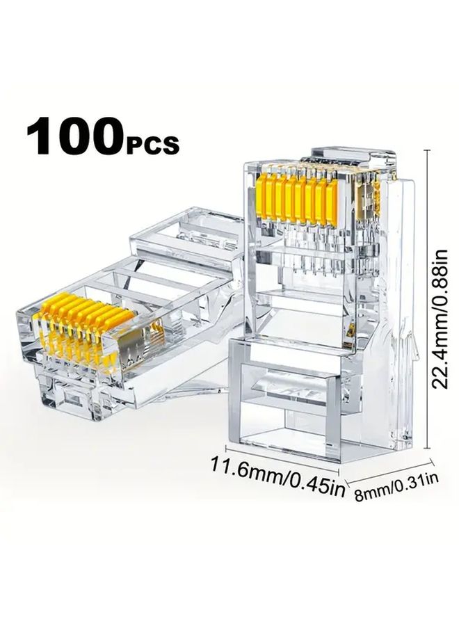 Gold Plated Cat6 RJ45 Connectors 100PCS 8Pin Ethernet Plugs Male to Female High Speed Networking - Image 3