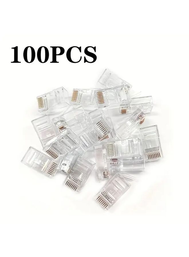 Gold Plated Cat6 RJ45 Connectors 100PCS 8Pin Ethernet Plugs Male to Female High Speed Networking - Image 1