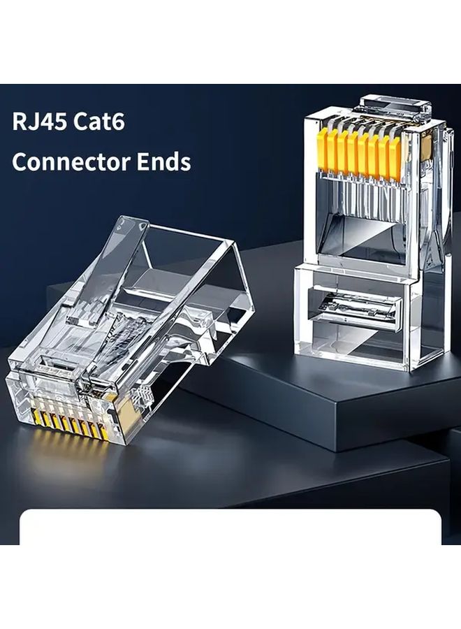 Gold Plated Cat6 RJ45 Connectors 100PCS 8Pin Ethernet Plugs Male to Female High Speed Networking - Image 2