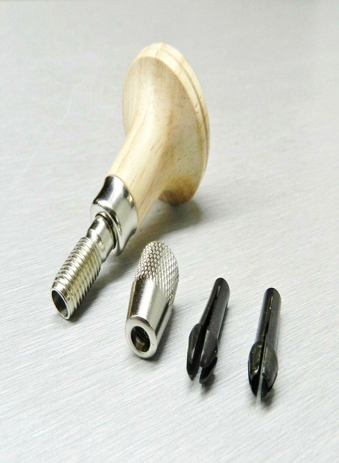 JTS Hand Chuck Wooden Mushroom Wood Handle Pin Vise Tool 2 Collets Hold 0-1/8" - Image 1
