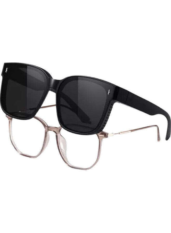 Bai Xiaoshe Bai Xiaoshu Myopia-Friendly Sunglasses [Beige Polarized Clip-On], Glasses, Driving Sunglasses, Anti-Glare - Image 2