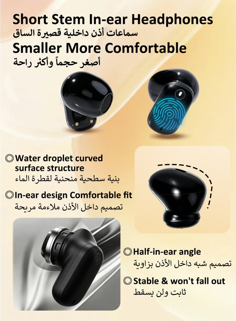 ISKU Wireless Bluetooth Earphones BT5.4 In-ear Headphones Noise Cancellation Waterproof Short-stemmed TWS Headphones HIFI Sound Quality Earbuds for Sports Travel Classes Work - Image 2
