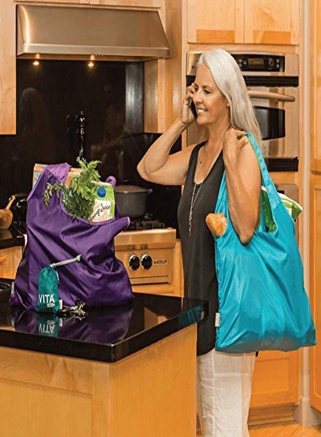 ChicoBag Vita Designer Reusable Tote Bag with Carabiner Clip | Compact Reusable Shopping Bags | Eco Friendly | Calm - Image 3