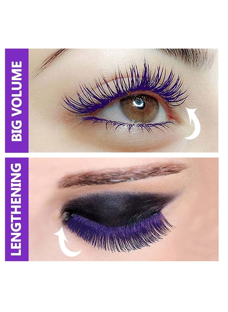 TEAYASON Eyes Makeup Color Mascara Waterproof Fast Dry Eyelashes Curling Lengthening Makeup Eye Lashes Party Stage Use No.04 Purple  - Image 3