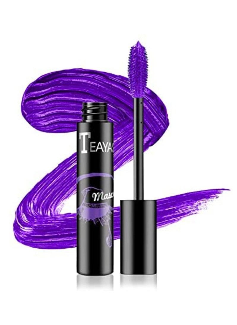 TEAYASON Eyes Makeup Color Mascara Waterproof Fast Dry Eyelashes Curling Lengthening Makeup Eye Lashes Party Stage Use No.04 Purple  - Image 5