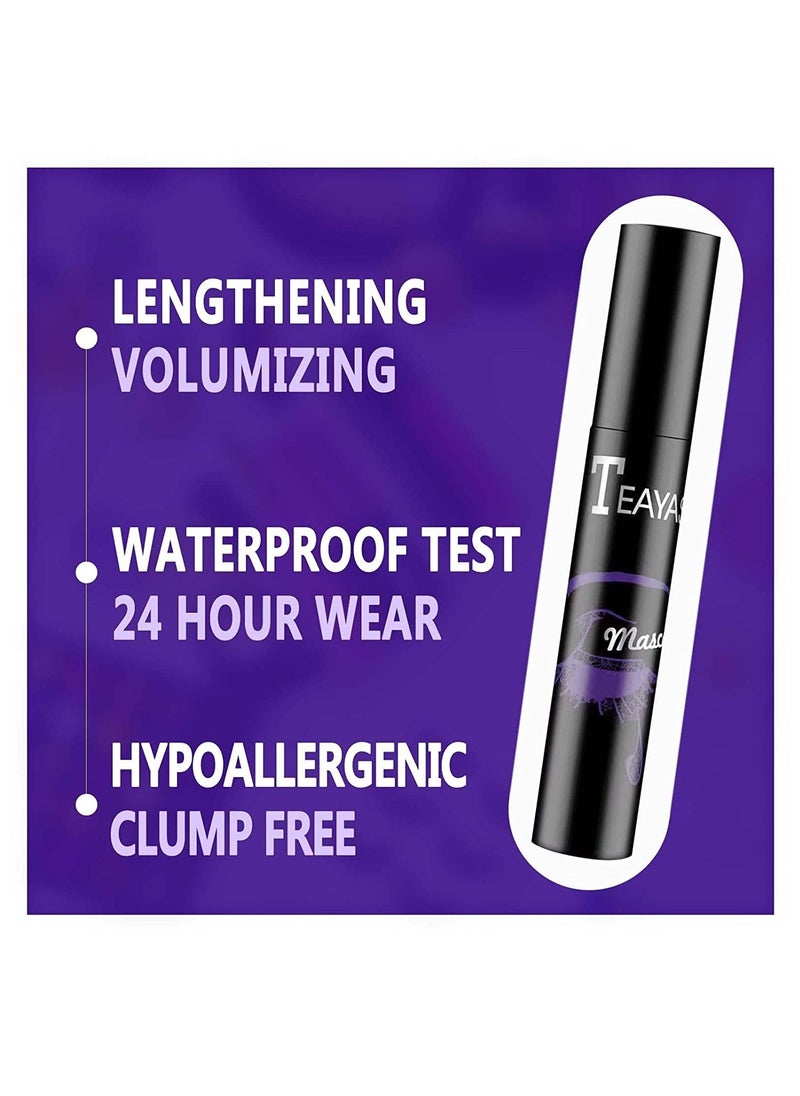 TEAYASON Eyes Makeup Color Mascara Waterproof Fast Dry Eyelashes Curling Lengthening Makeup Eye Lashes Party Stage Use No.04 Purple  - Image 2