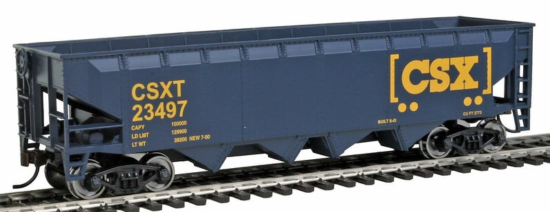 Walthers عربة تفريغ وولثرز ترينلاين - جاهزة للتشغيل - نقل CSX (أزرق، أصفر؛ شعار عربة الشحن) 931-1425 نموذج سكة حديد HO - نموذج شحن - Image 1