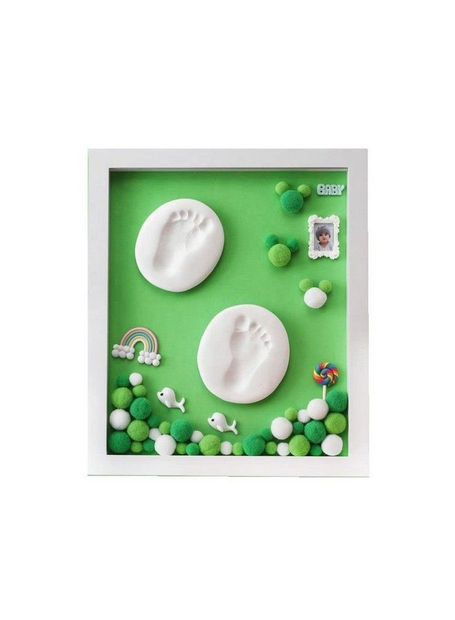 BABIES BLOOM Baby Clay Handprint And Footprint Casting Kit Frame For Newborn Boys And Girls (05 Year Old) ; New Parents Gift ; Baby Gifts ; Shadow Box Green  - Image 1