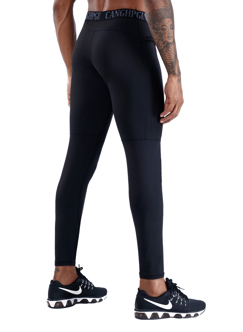 CANGHPGIN Men Quick Dry Breathable Sports Pant Black  - Image 2