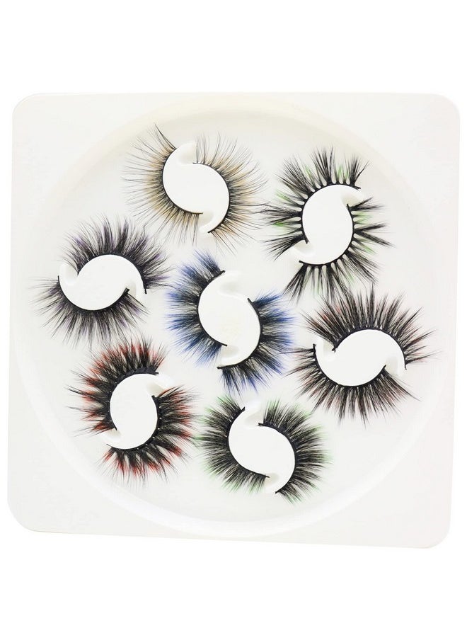 DAODER False Eyelashes Hybrid Colored Lashes Wispy Fake Lashes Natural Look Faux Mink Lashes 15Mm Long Cosplay Costume Eye Lashes Multipack 7 Pairs  - Image 2