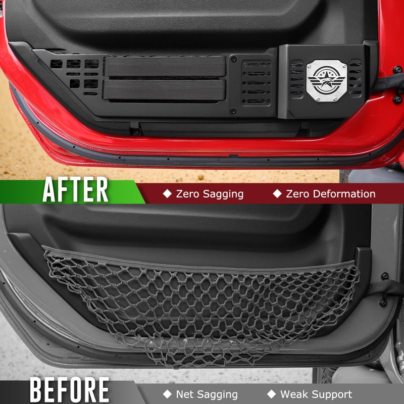 VEILS Front Door Storage Box for Jeep Wrangler JL JLU 4XE (2018-2025) & Gladiator JT (2020-2025) Accessories, Fits Manual/Power Seats, Heavy-Duty Metal Door Pockets Organizer 2PCS, Black - Image 3