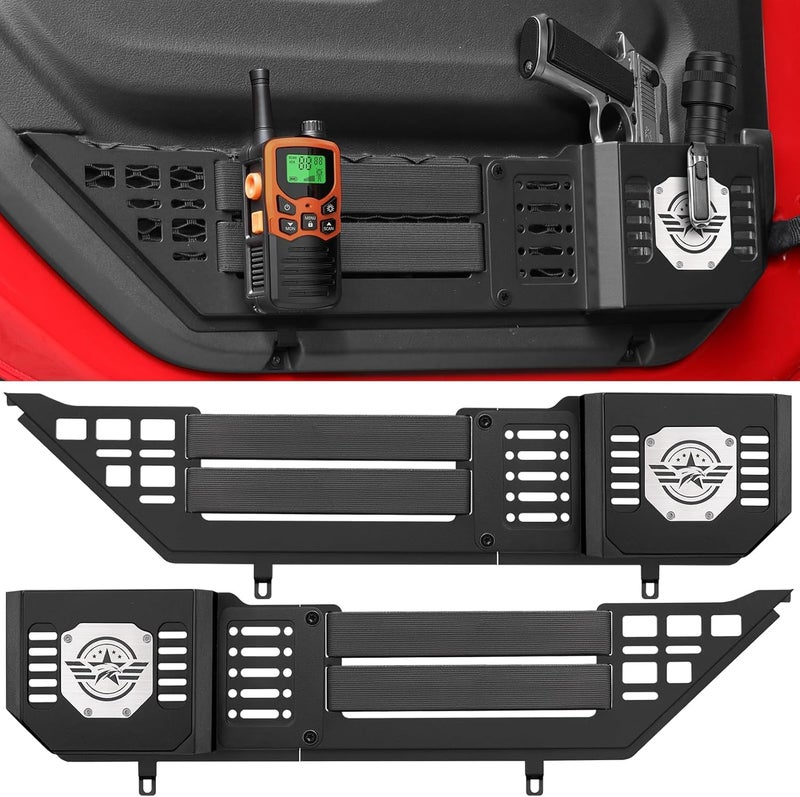 VEILS Front Door Storage Box for Jeep Wrangler JL JLU 4XE (2018-2025) & Gladiator JT (2020-2025) Accessories, Fits Manual/Power Seats, Heavy-Duty Metal Door Pockets Organizer 2PCS, Black - Image 1