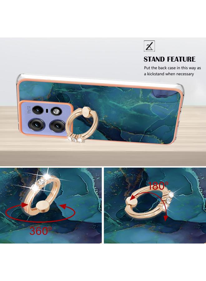 S-TOP Case For Motorola Edge 50 Pro Electroplating Marble Dual-side IMD Phone Case with Ring - Image 3