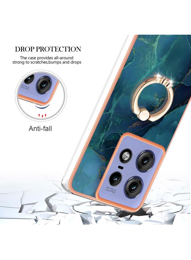 S-TOP Case For Motorola Edge 50 Pro Electroplating Marble Dual-side IMD Phone Case with Ring - Image 4