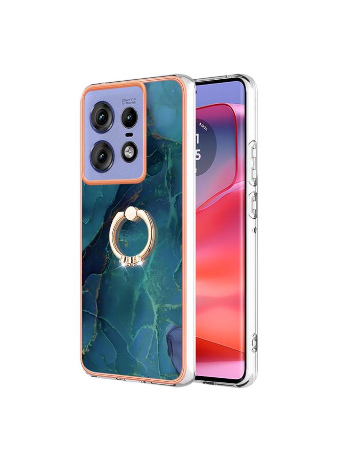 S-TOP Case For Motorola Edge 50 Pro Electroplating Marble Dual-side IMD Phone Case with Ring - Image 1